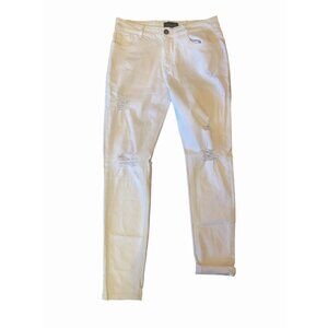 white distressed jeans stretch NWOT sz 30" 5 pocket low rise